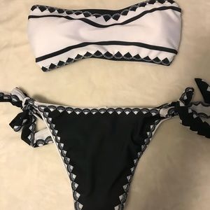 black n white bandeau bikini